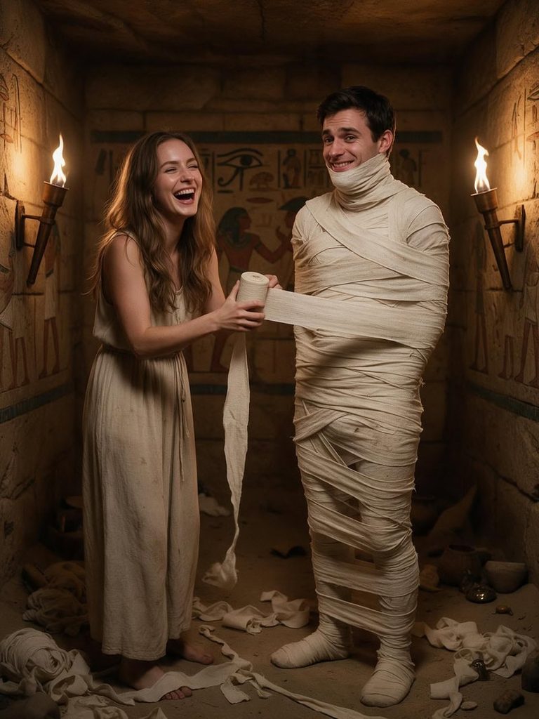 Mummy Couple Mid-Wrap