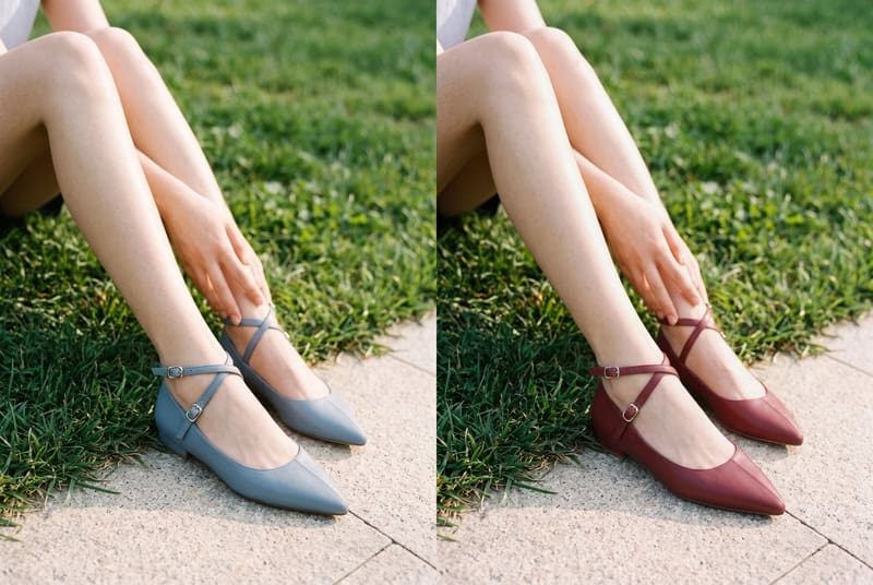 Strappy Pointed Flats to Cherry Red