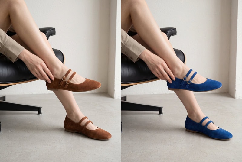 Brown Suede Mary Janes to Cobalt Blue