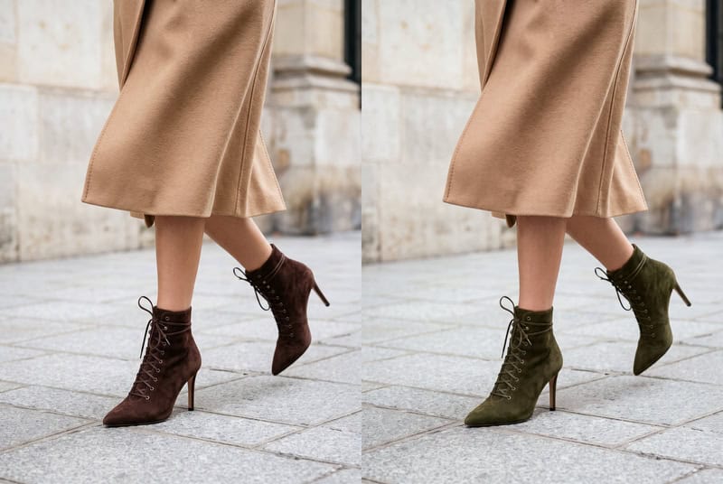 Lace-Up Stiletto Boots to Olive Green